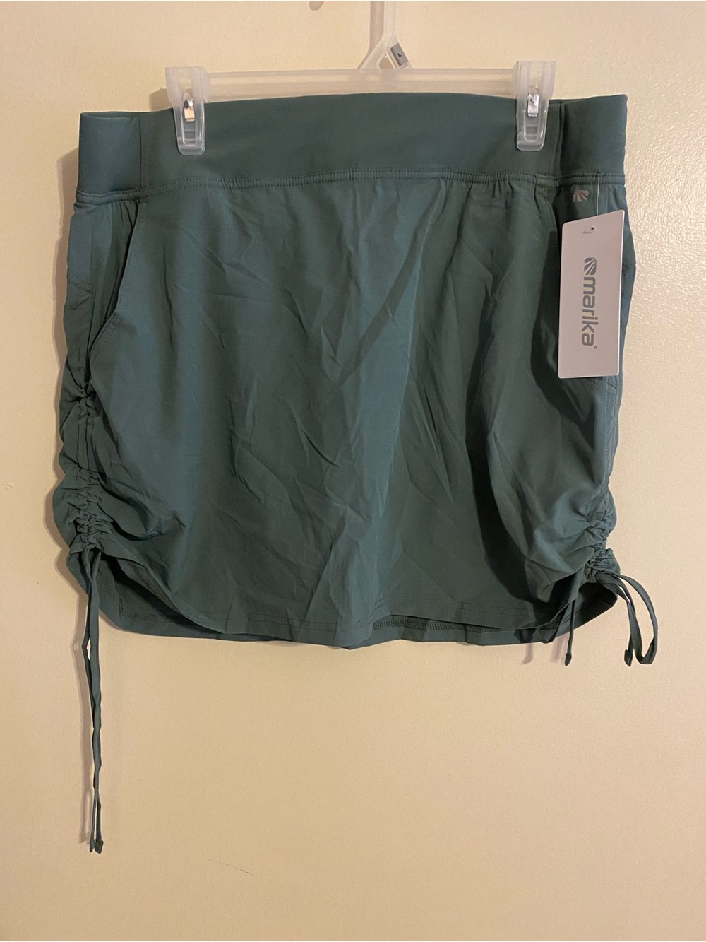 Marika Teal Green Side-Ruched Athletic Skort